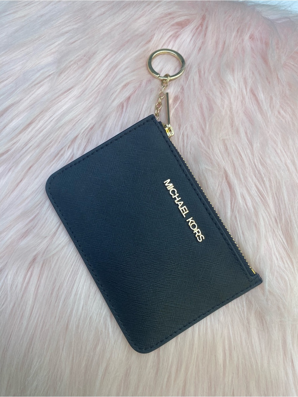 Michael Kors Black Saffiano Card Case with Gold Keyring🖤✨